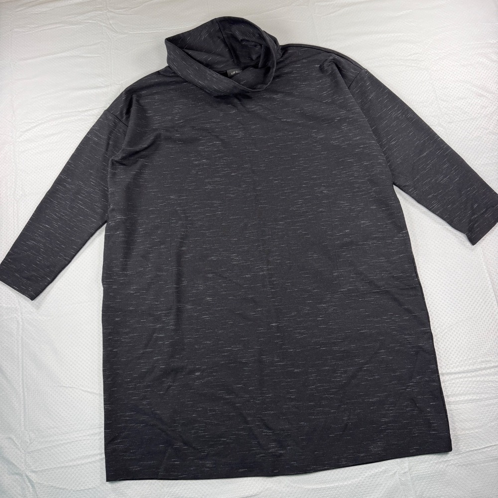 J. Jill Wearever Tunic Dress Womens XL Petite Black Space Dye Cowl Neck Pockets